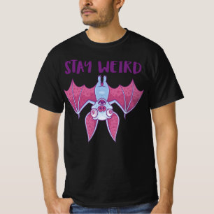 Camiseta Fique Estranho Cartoon de Morcego Vampiro Albino E