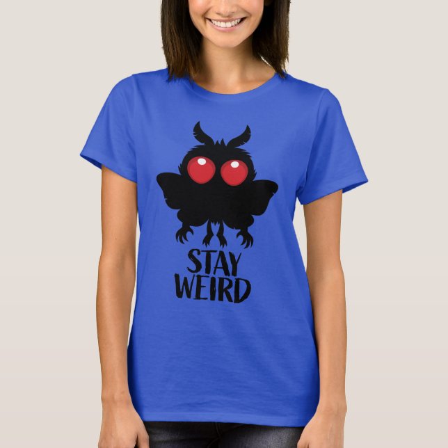 Camiseta Fique Estranho Mothman Criptídeo Sinistro Fofo (Frente)