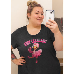 Camiseta Fique Fabulosa Pink Ostrich Feminino