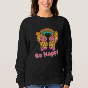 Camiseta Fique Feliz Borboleta Hippie Sinal de Paz Yoga Hip
