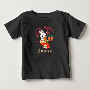 Camiseta Fique Feliz Bunny Amelia Nome Personalizado