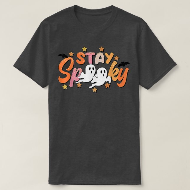 Camiseta Fique Feliz Fantasma Bonito Com O Custo De Hallowe (Frente do Design)