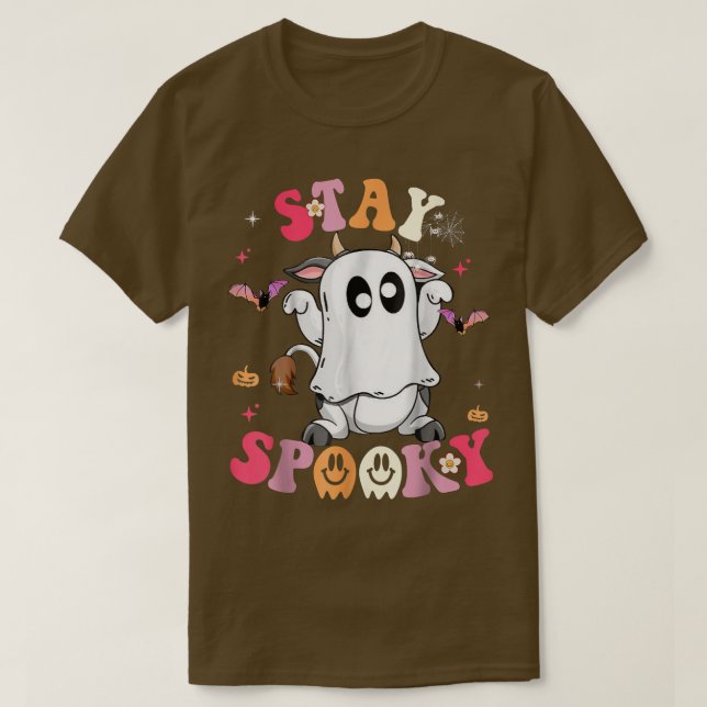 Camiseta Fique Feliz Fantasma Bonito Com O Custo De Hallowe (Frente do Design)