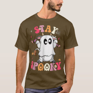 Camiseta Fique Feliz Fantasma Bonito Com O Custo De Hallowe