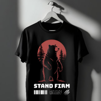 Camiseta Fique Firme Urso – Gráfico de Força e Deserto