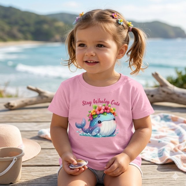 Camiseta Fique Fofo Baleia | Baleia Bebê Adorável com Flor (Criador carregado)