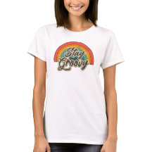 Fique Groovy Citação Retro Arco-íris Design