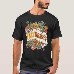 Camiseta Fique Groovy Mente Positiva Vida Feliz Rétro Giras