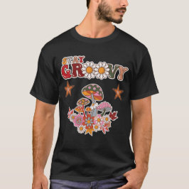 Camiseta Fique Groovy Retrô Cogumelo & Flor de Margarida Vi