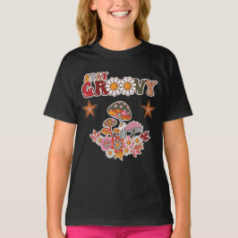 Camiseta Fique Groovy Retrô Cogumelo & Flor de Margarida Vi