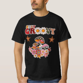Camiseta Fique Groovy Retrô Cogumelo & Flor de Margarida Vi
