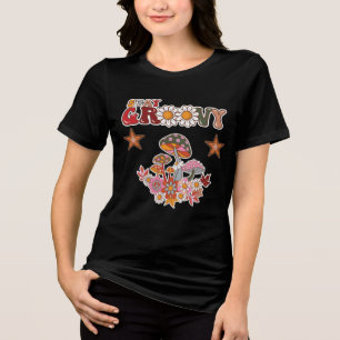 Camiseta Fique Groovy Retrô Cogumelo & Flor de Margarida Vi
