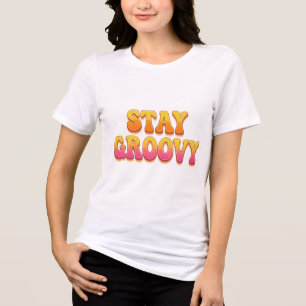 Camiseta Fique Groovy Retro Tipografia Bolha Gráfica dos An