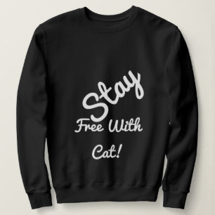 Camiseta Fique Livre Com Gato Engraçado Preto Personalizado