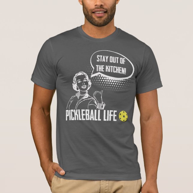 Camiseta Fique longe do humor de picleball engraçado da coz (Frente)