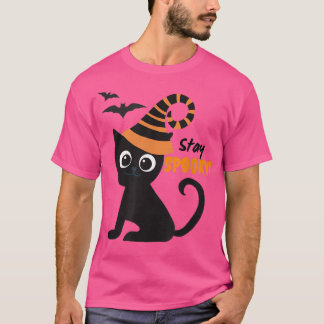 Camiseta Fique Louco, Halloween, Gato Negro, Chapéu De Brux