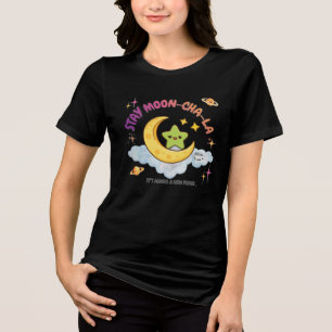 Camiseta Fique Moon-Cha-La Cute Crescente Lua & Estrelas Ka