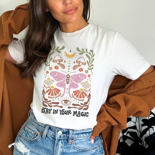Camiseta Fique na sua citação de Inspiração Floral Magic Bo (Criador carregado)