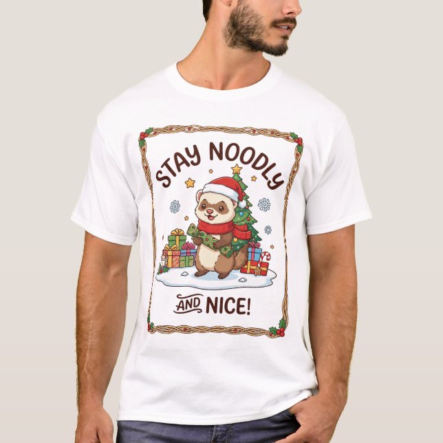 Camiseta Fique Presentes de árvore de Natal de Furão Simpát (Frente)
