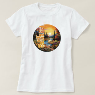 Camiseta Fique quieto e saiba que eu sou Deus Bíblia Verso