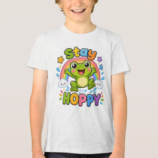 Camiseta Fique Saltitante | Desenho de Cartoon de Rã Feliz