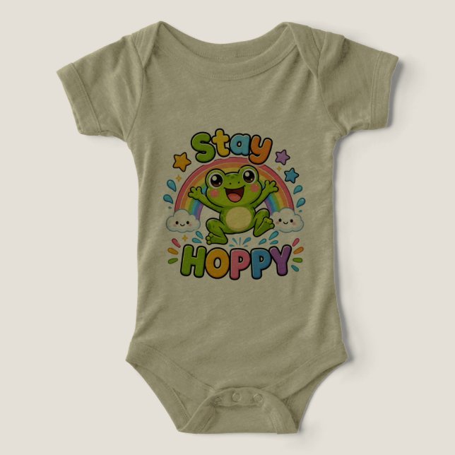 Camiseta Fique Saltitante | Design de Sapo Feliz e Fofo (Design frontal)