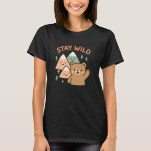 Camiseta Fique Selvagem Aventura da Natureza do Urso da Mon
