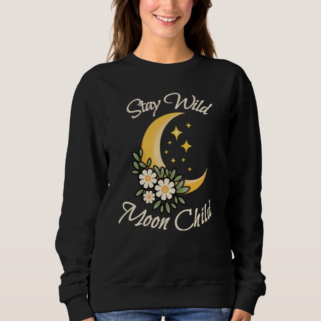 Camiseta Fique Selvagem Criança da Lua | Crescente Boho com (Frente)