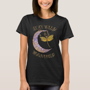 Camiseta Fique Selvagem Criança da Lua Hippie Crescent Moon