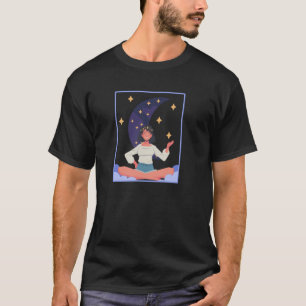Camiseta Fique Selvagem Criança da Lua Hippie Sentado no Cr