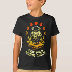 Camiseta Fique Selvagem Criança da Lua Ioga Astronauta Espa