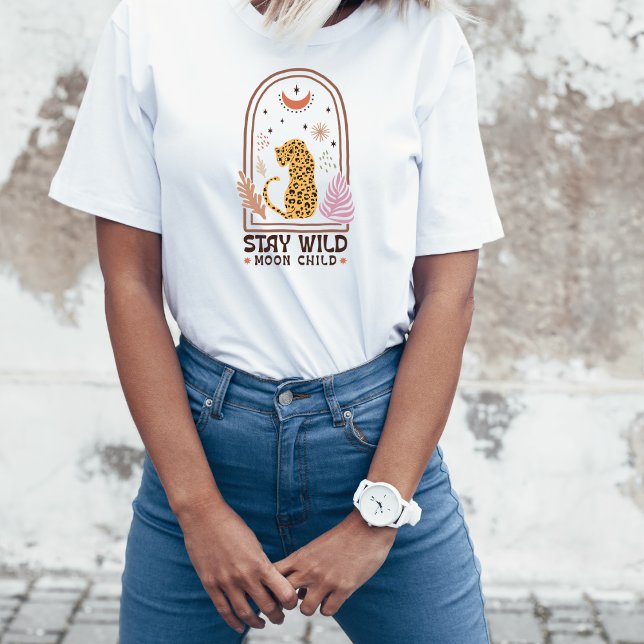 Camiseta Fique Selvagem Criança da Lua Leopardo (Criador carregado)