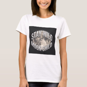 Camiseta Fique Selvagem Criança da Lua Lua Cheia Celestial