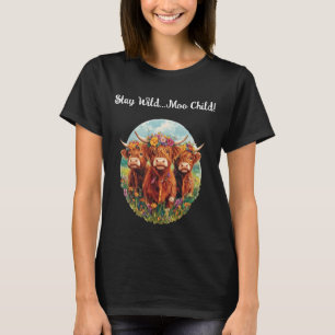 Camiseta Fique Selvagem, Criança Moo - Vaca Highland