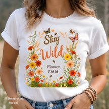 Fique Selvagem Flor Criança Boho Floral Gráfico