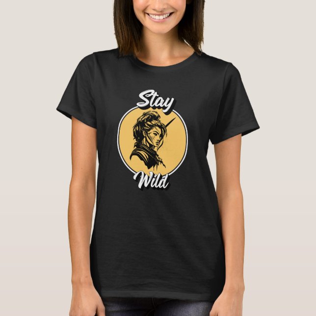 Camiseta Fique selvagem | Menina Samurai Japonesa (Frente)