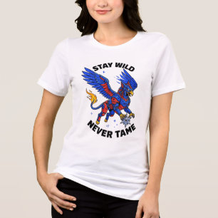 Camiseta Fique Selvagem Nunca Domado Gráfico T-Cibernético 