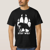 Fique selvagem - silhueta de lobo e pegada