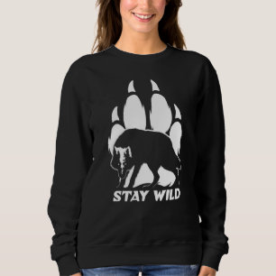 Camiseta Fique selvagem - silhueta de lobo e pegada