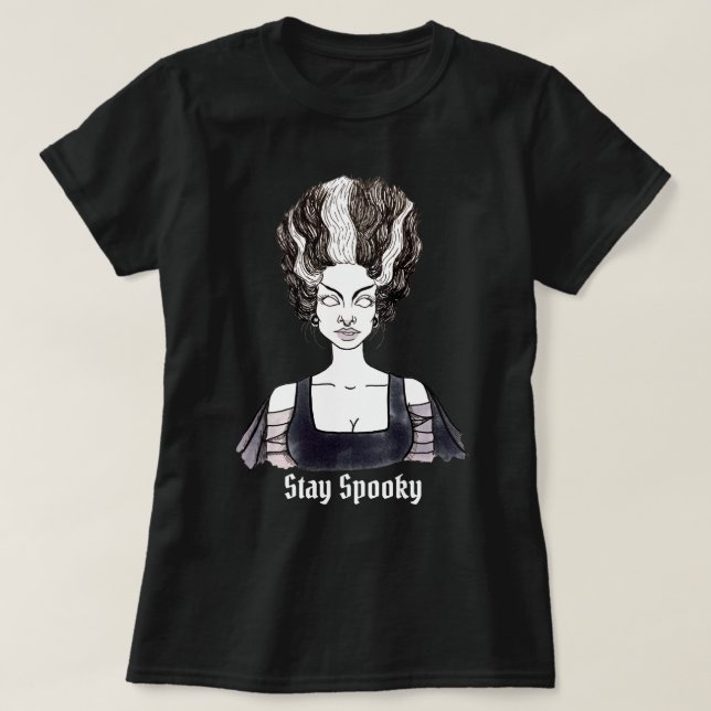 Camiseta Fique Spooky - Noiva de Frankenstein (Frente do Design)