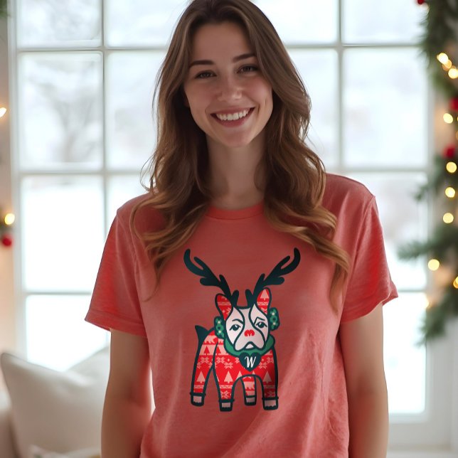 Camiseta Fique tranquilo | Bolldog Reindeer francês Natal (Stay Cozy | French Bulldog Reindeer Christmas Tri-Blend Shirt)