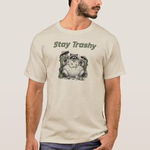 Camiseta Fique Trashy, Panda de Lixo, Guaxinim