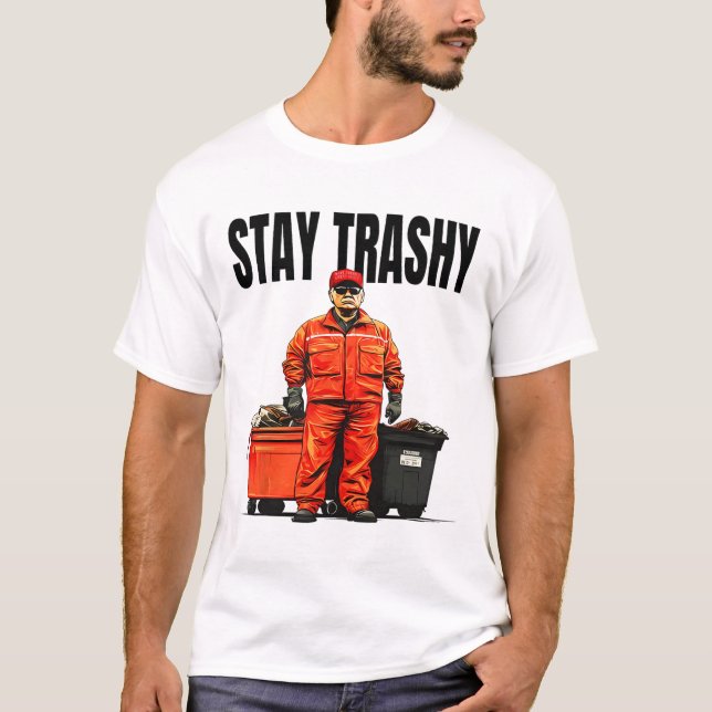 Camiseta Fique Trashy Trump Garge Eleitores Mega 2024 (Frente)