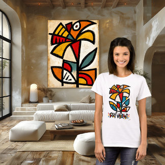 Camiseta Fique Vibrante Calêndula Colorida Arte Abstrata Tr