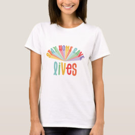 Camiseta Fiquem em casa salvando vidas arco-íris coloridas