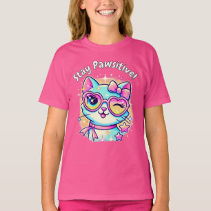 Camiseta 🐱 ✨ Fiquem Pawsitivos - O Tee de Gatos Mais Coraj