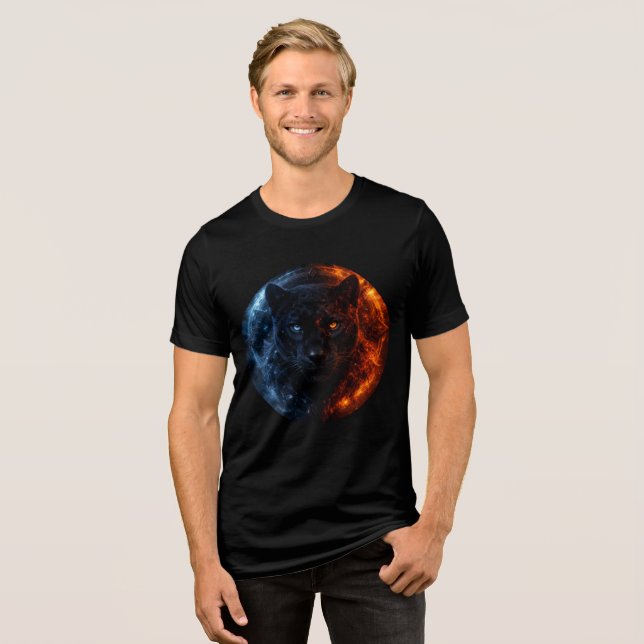 Camiseta Fire and Ice Panther – Dual Element Fantasy Art (Frente Completa)