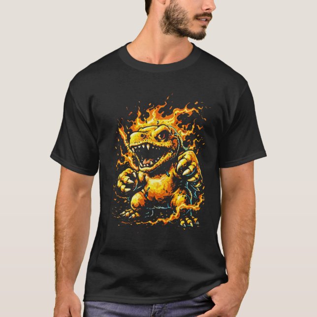 Camiseta Fire Beast Digimon Monster Comic Street Art  (Frente)
