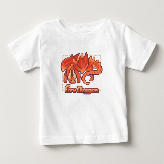 Camiseta Fire dragon, pixel art (Frente)