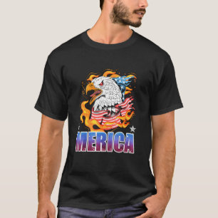 Camiseta Fire Eagle American Flag 4 De Julho Merica Padre